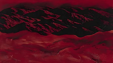 Selbstklebende Fototapeten Red desert landscape aerial view, sun-drenched mountains background, dramatic lighting, travel poster © visual artstock