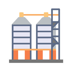 Two storage silos with ladder on black background
