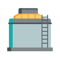 Cartoon industrial storage tank with ladder on black © Sharuzzaman