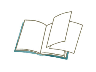 ページが外れた本-水彩