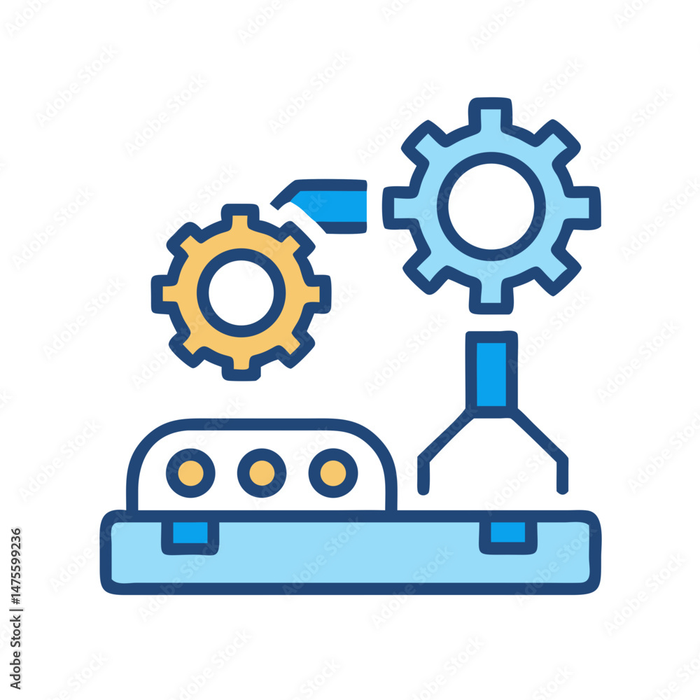 Poster modern automation system with gear and robotic arm icon