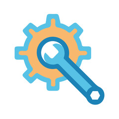 Gear and Wrench Flat Icon for Setting Adjustment
