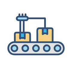 Production line with boxes, factory automation conveyor system