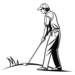 Minimalist Golfer Silhouette Vector Illustration 