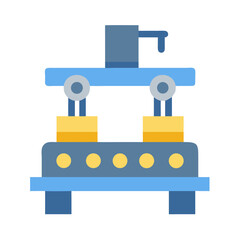 Factory Conveyor Belt with Robotic Arm Illustration Graphic
