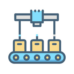 Automated Conveyor System with Boxes Icon Illustration