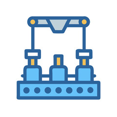 Automated factory production line processing equipment icon illustration
