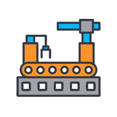 Colorful Automation Conveyor Belt Vector Illustration on Black Background