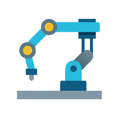 Minimalist blue industrial robot arm on a black background