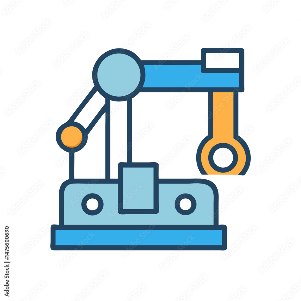 Poster robot arm automation machine colorful icon illustration design