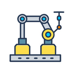 Industrial robot arm icon, automation and manufacturing concept