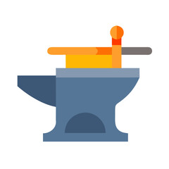 Anvil with heated metal cartoon illustration on black