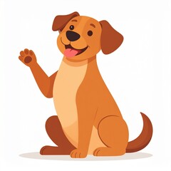 Minimal flat vector illustration of a happy dog wagging its tail, sitting on a clean