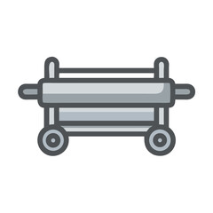 Metal Shopping Trolley Icon Illustration on a Black Background