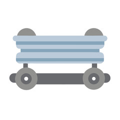 Cartoon illustration of a mine cart on black background