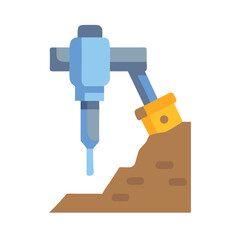Jackhammer drilling into the ground icon illustration image