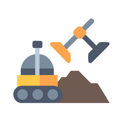 Illustration of a construction excavator digging into a pile