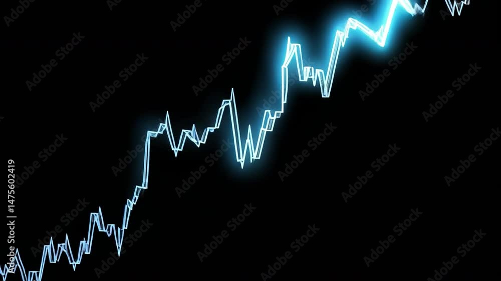 Poster dynamic line graph depicting upward trend in finance visual representation of growth, success, and p