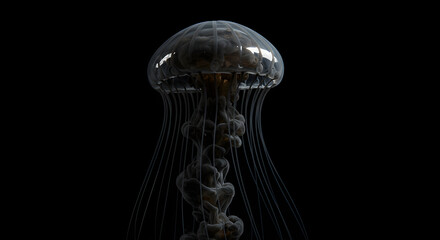 Ethereal Jellyfish Creature Abstract Concept Art In Transparent Dome
