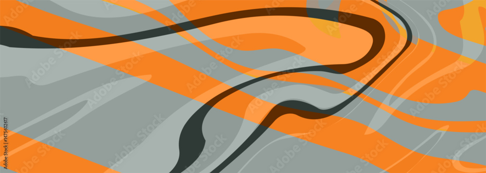 Poster Abstract modern grey and orange wide banner. Colored background with artistic lines. Vector illustration