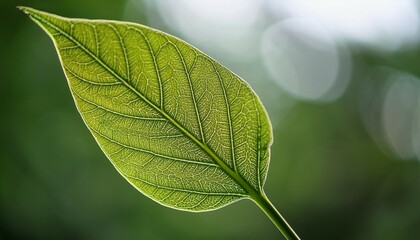 close up of a leaf with intricate veins against a blurred background