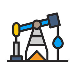 Colorful Oil Pump Icon on Black Background Illustration
