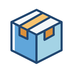 Cartoon shipping box, packaging, parcel, delivery service icon