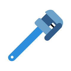Illustration of a blue pipe wrench tool on black