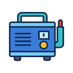 Blue Portable Generator Icon, Power Generator Illustration, Isolated