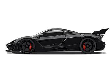 Fototapeta premium Sleek black sports car in profile view, showcasing aerodynamic design and racing features
