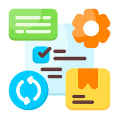 Supply Chain Strategy Colorful Icon - Logistics Flow Vector Line Graphics