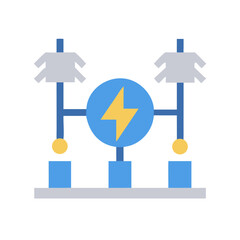 Electrical Power Grid System Icon Representation on Black