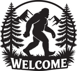 Bigfoot Walking Through Forest Silhouette

Legend of the Sasquatch Vector Scene

Mysterious Bigfoot Shadow in Trees

Cryptid in the Wilderness Silhouette Art

Bigfoot Sighting Silhouette Design
