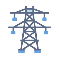 Abstract Isolated Power Transmission Tower on Black Background