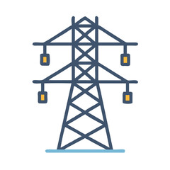 Stylized power line tower illustration on a black background