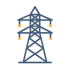 Simple electrical power tower illustration against black background