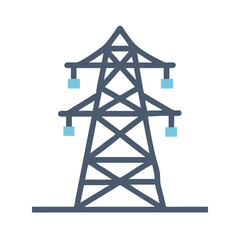 Vector Illustration: Power Transmission Tower on a Black Background