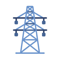Blue Cartoon Electricity Pylon on a Black Background