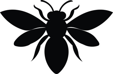 bee silhouette vector icon, honeybee symbol