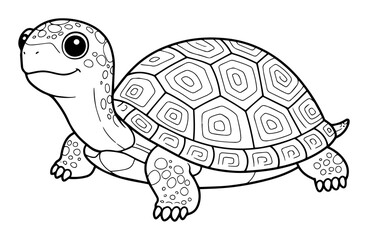 cute turtle with patterned shell vector outline drawing