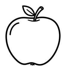 apple fruit vector outline black and white illustration
