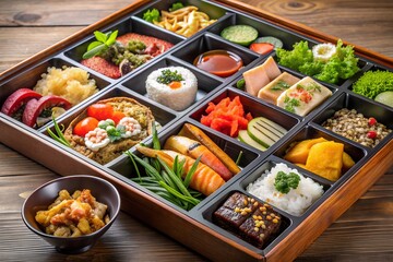 Japanese Bento Box With Multiple Dishes