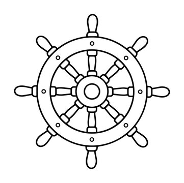 ship steering wheel nautical element vector outline