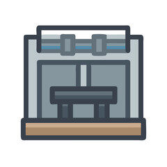 Press Machine Illustration: Heavy Industry, Manufacturing, Factory Equipment