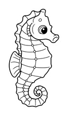 smiling seahorse cartoon vector outline