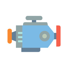 Stylized Vector Illustration of an Engine on Black Background