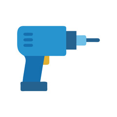 Blue Cartoon Electric Drill Tool Isolated on Black
