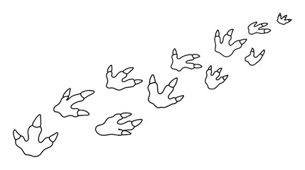dinosaur trackway outline vector walking print sequence