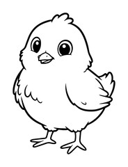 cute easter chick in outline style