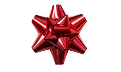 Red gift bow on a transparent background, PNG file.